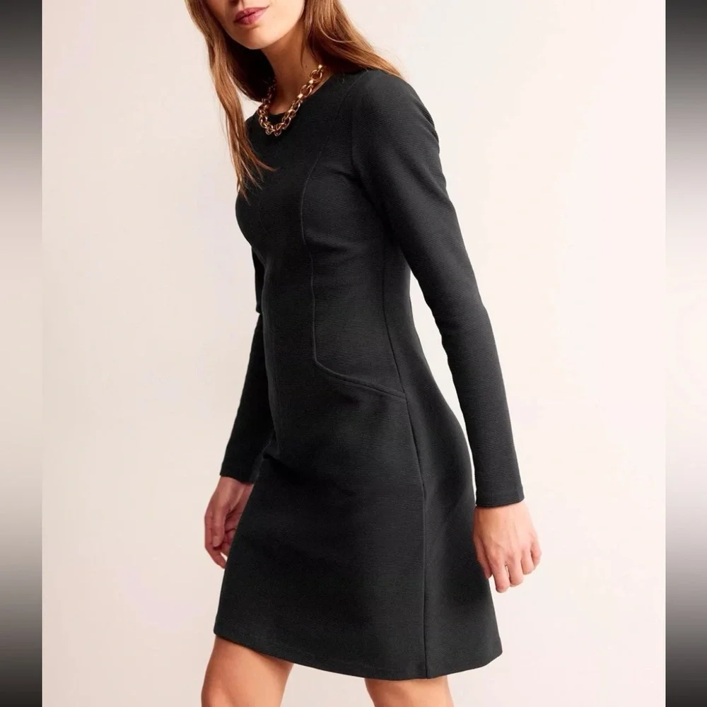 Boden Ellen Ottoman Dress Size 10 Long Sleeve Black Dress Career Office Work